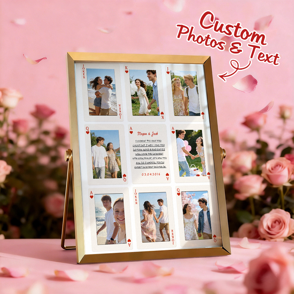 Custom Couple Playing Card Love Story Poster Photo Plaque Personalized Couple Love Story Poster Gift for Couples - 