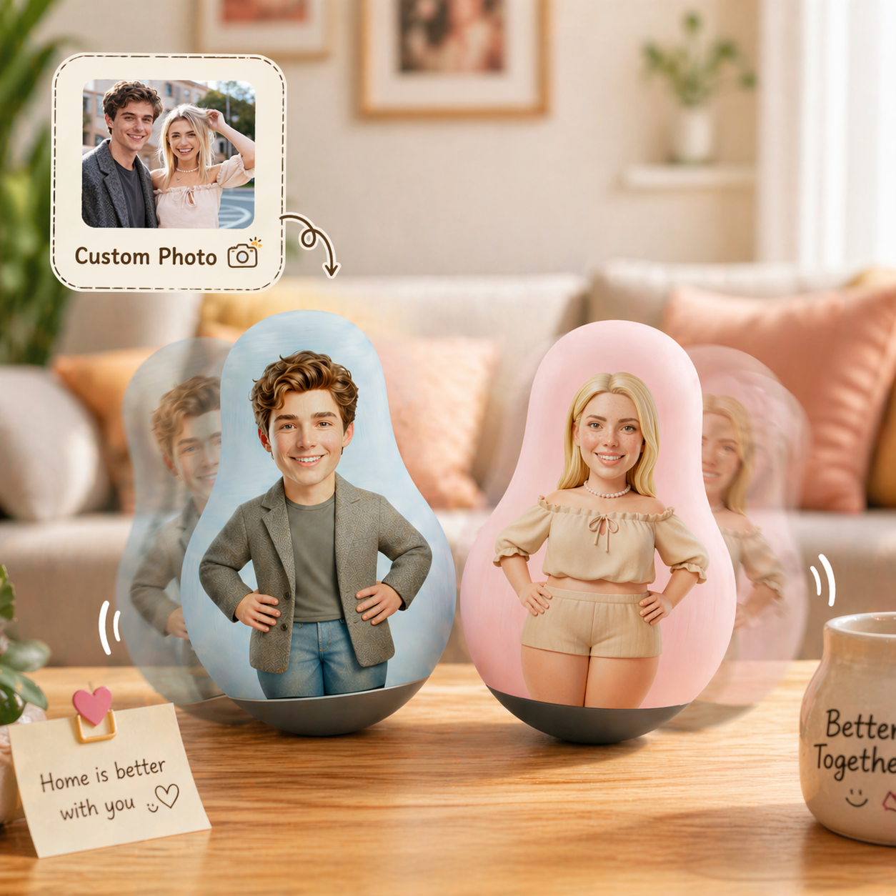 Custom Photo Wobble Doll Personalized Roly-Poly Doll Ornament Handmade Unique Gift for Your Lover