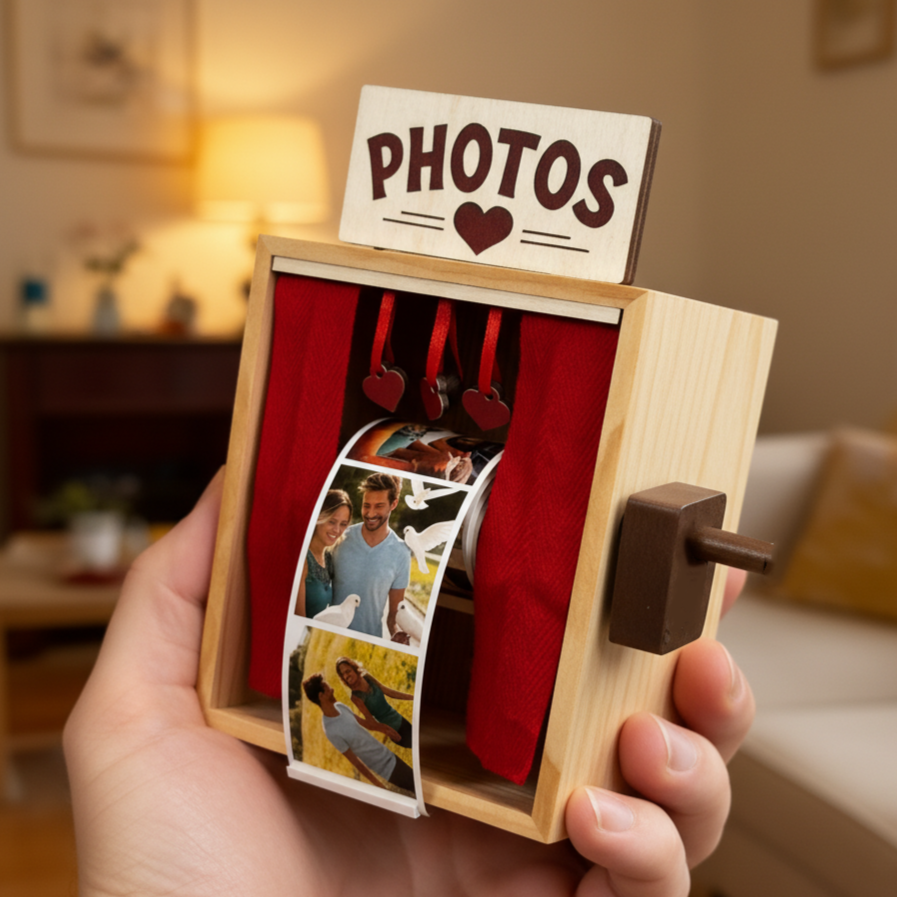 Hand-Crank Photo Booth, Manual Photo Scroll Display, Personalized Memory Gift, Gift for Couples - 