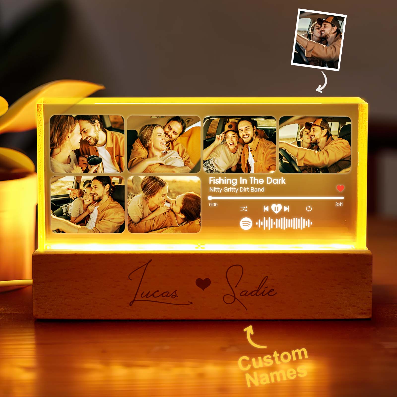 Custom Favorite Song Anniversary Gift - Personalized Photo LED Night Light
