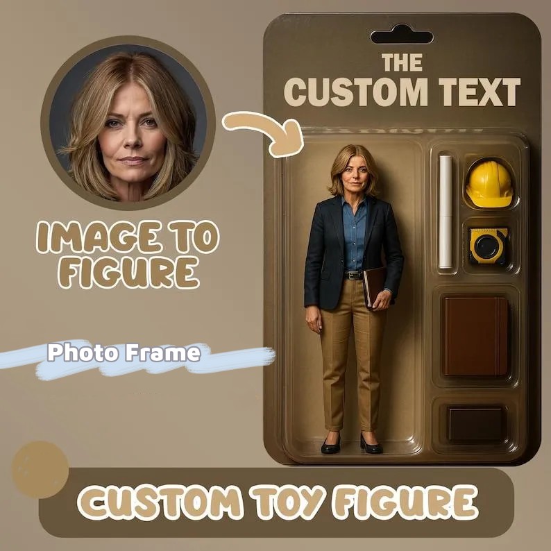 Custom 2D Action Figure Portraits | Personalized Toy Box Art | Custom Photo Frame Decorations | Engineer Style