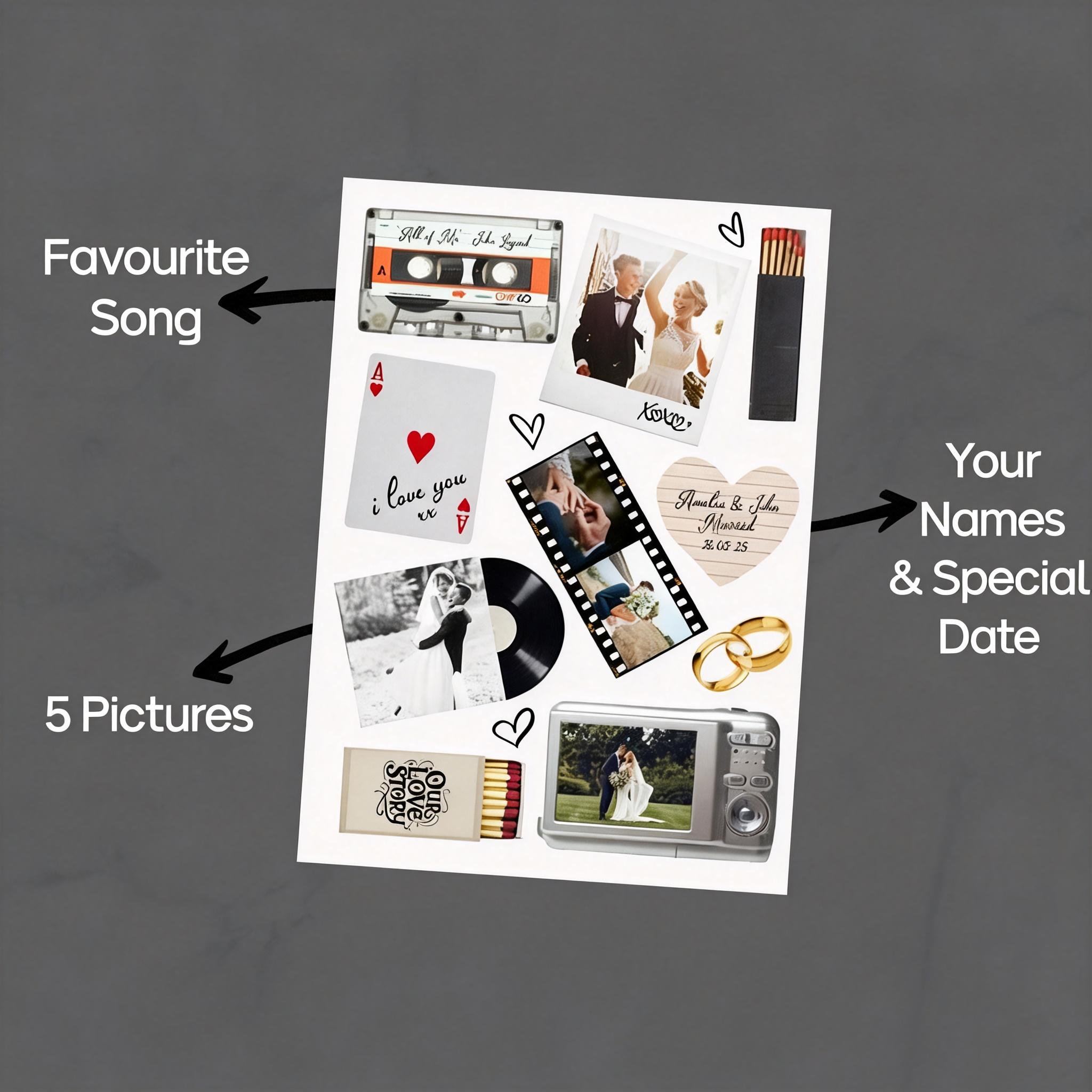 Custom Night Light Matchbox Poster Personalized Photo and Text Valentine's Gift