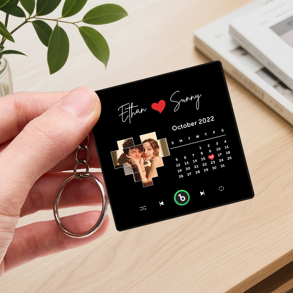 Portachiavi Musicale Personalizzato Con Calendario Fotografico, Album, Custodia Per Borsa, Ciondolo Che Riproduce Musica Senza Cellulare, Regalo Di Anniversario - 