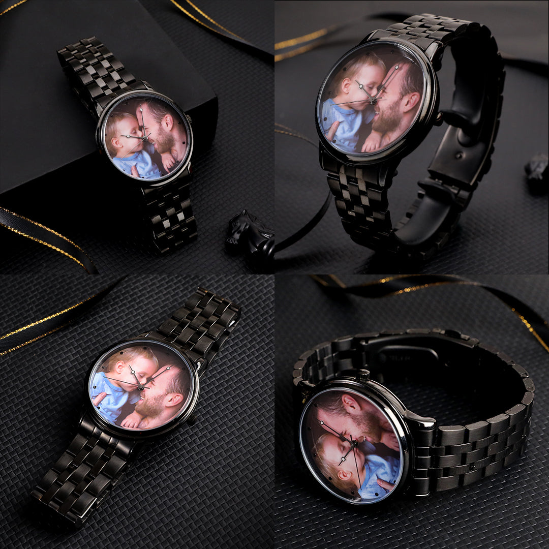 Regali Personalizzati Con Braccialetto In Lega Inciso Con Orologio Con Foto Per Lui - 