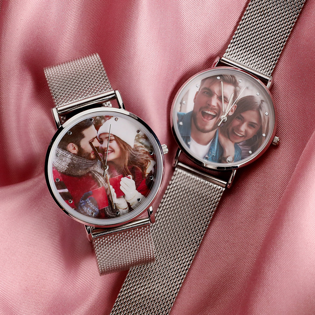 Regalo Per Uomo, Regalo Di Anniversario, Orologio Unisex In Oro Rosa Con Foto Incisa. - 
