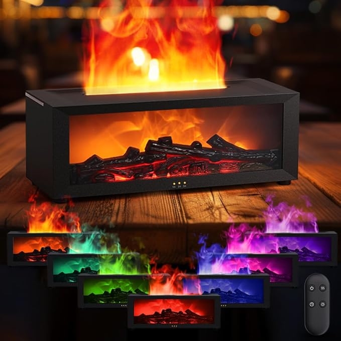 Umidificatore D'aria Con Diffusore Di Oli Essenziali E Fiamma, Diffusore Di Aromi Per Ambienti Domestici Con Luce Notturna E Diffusore Per Aromaterapia. - 
