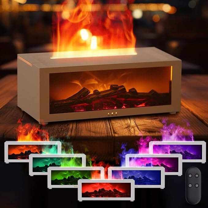 Umidificatore D'aria Con Diffusore Di Oli Essenziali E Fiamma, Diffusore Di Aromi Per Ambienti Domestici Con Luce Notturna E Diffusore Per Aromaterapia. - 