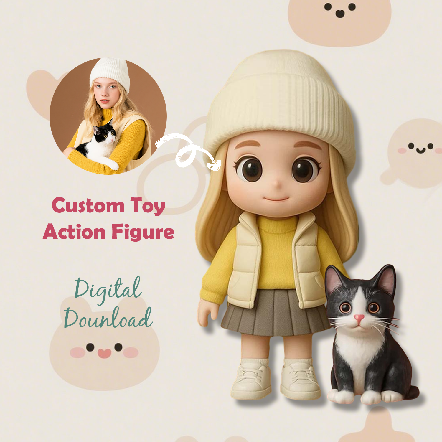 Action Figure 3d Personalizzata Dalla Tua Foto, Giocattolo Personalizzato, Regali Personalizzati Per Gli Amanti Degli Animali Domestici. - 