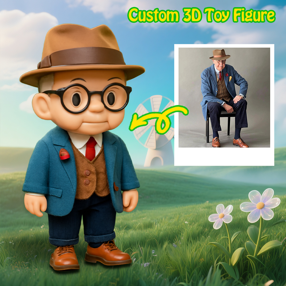 Action Figure 3d Personalizzata Dalla Tua Foto. Giocattolo Personalizzato Per Il Nonno. Regali Di Action Figure Personalizzate Per La Festa Del Papà. - 