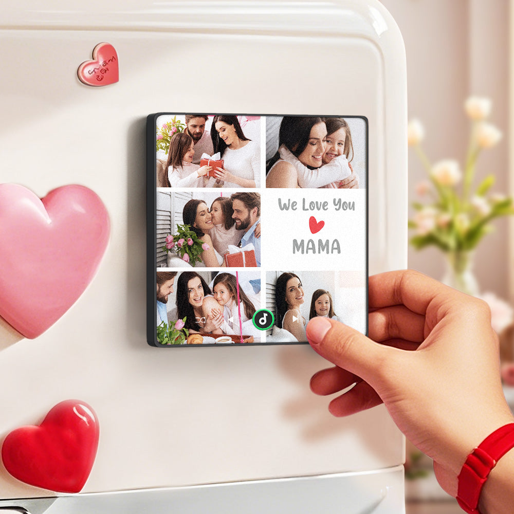 Magneti Da Frigo Musicali Personalizzati Che Riproducono Musica Con 5 Foto. Regalo Per La Festa Della Mamma. Ti Vogliamo Bene, Mamma! - 