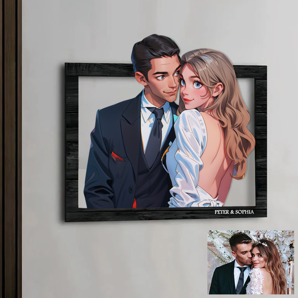 Cornice Portafoto In Legno Personalizzata Con Ritratto Di Un Simpatico Personaggio Dei Cartoni Animati O Anime. - 