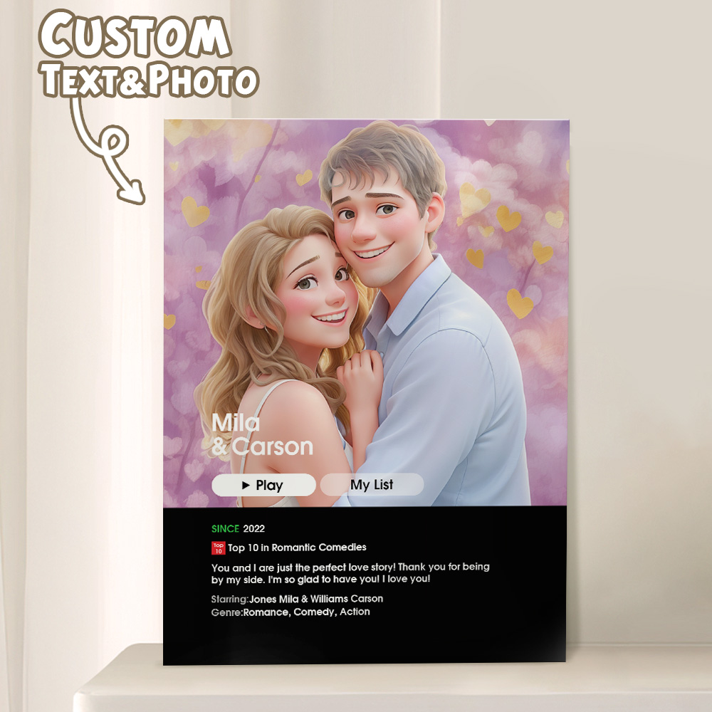 Regali Per Lei: Cartone Animato Personalizzato Dalla Tua Foto, Poster Del Film D'amore, Targa - 