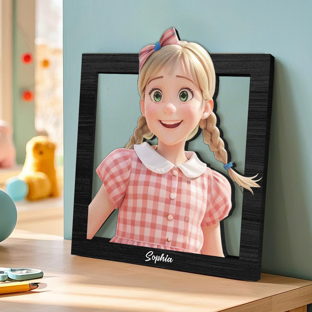 Quadro Da Parete Personalizzato In Legno 3d Con Soggetto Di Famiglia In Stile Cartone Animato, Dipinto 3d Fotografico, Ritratto Di Coppia Personalizzato In Stile Cartone Animato, Regalo Per La Coppia, Regalo Per La Famiglia, Regalo Di Anniversario - 