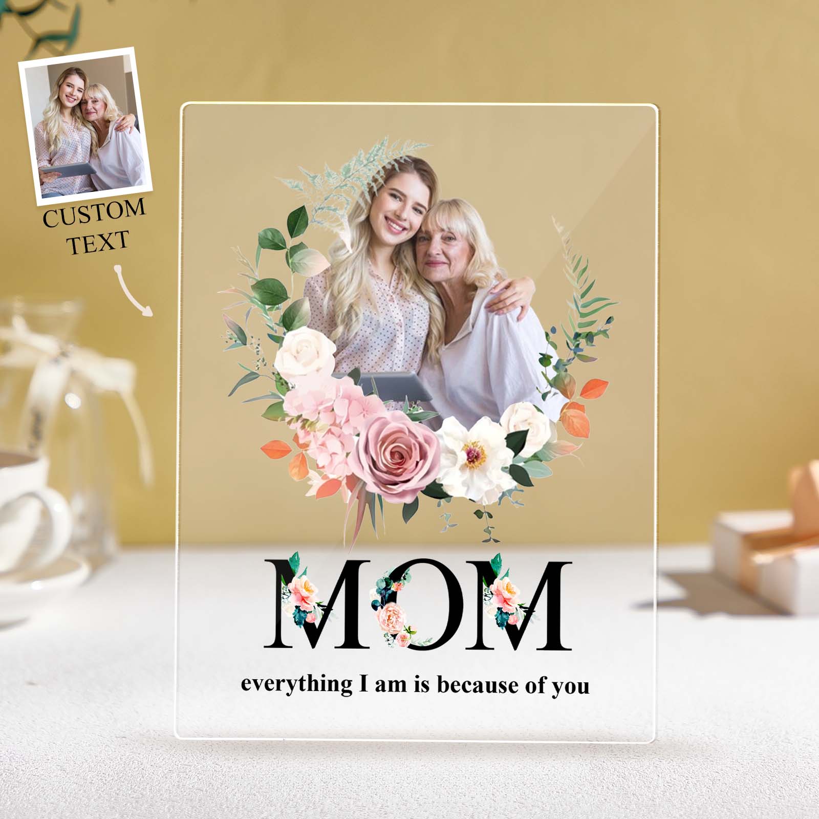 Luce Notturna Con Foto In Acrilico Personalizzata - Mamma Perché Sei Tu - Regali Fotografici Personalizzati