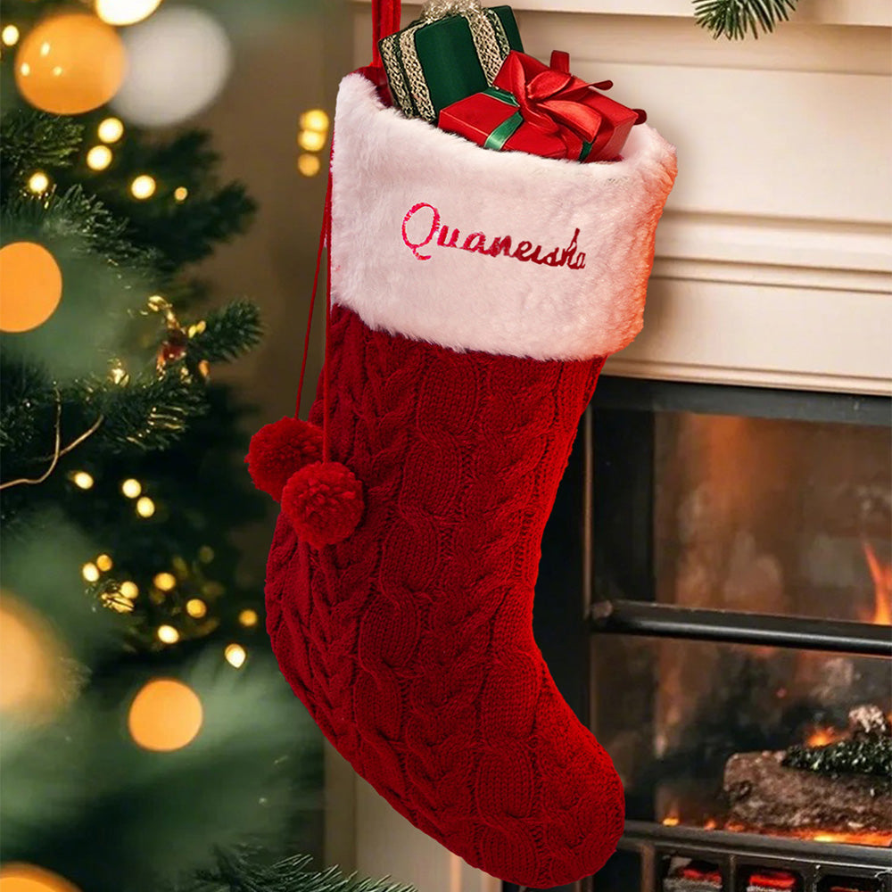 Calza Di Natale Personalizzata Con Ricamo Del Nome - Decorazione Natalizia Per Calze Di Natale - 