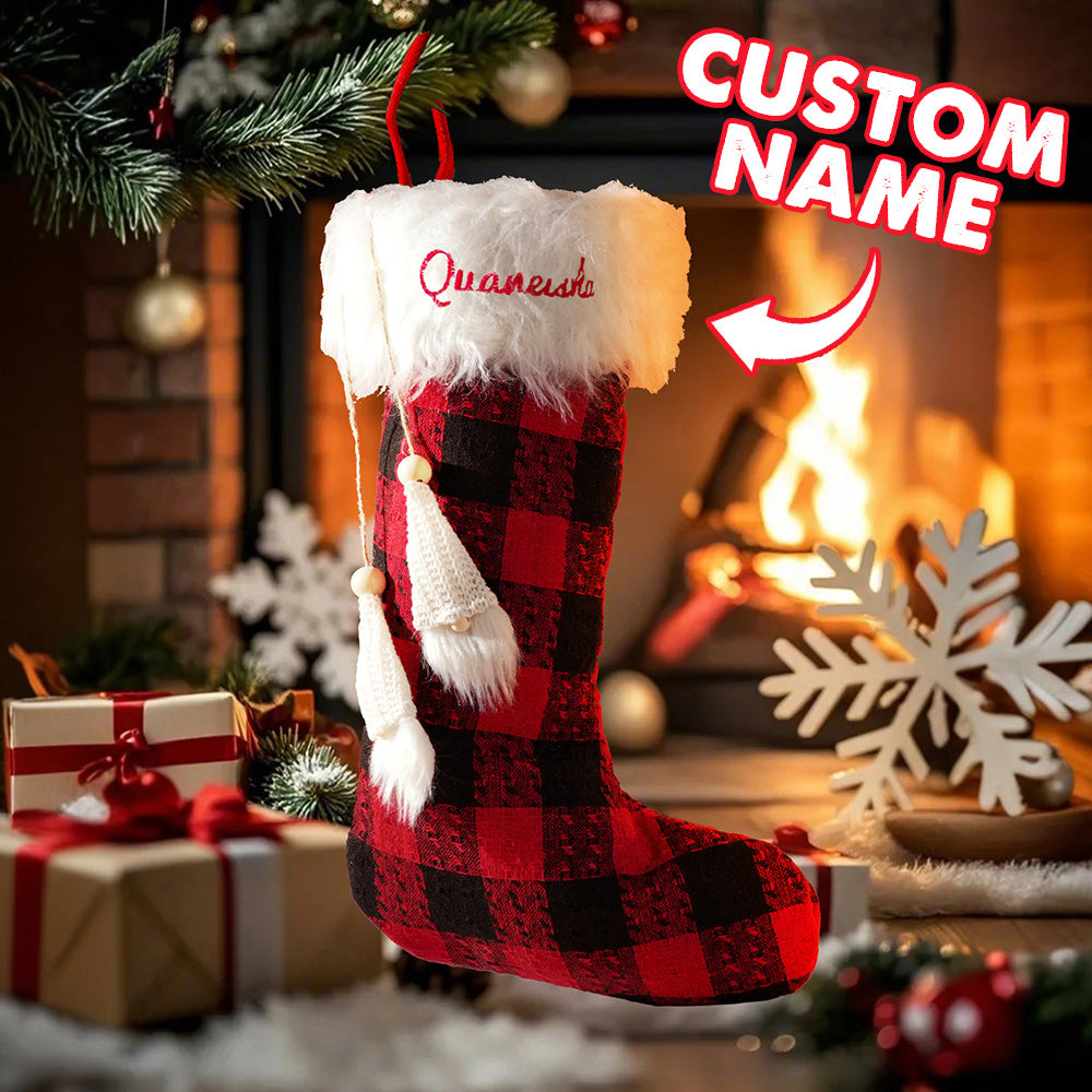 Calza Di Natale Personalizzata Con Ricamo Del Nome. Regalo Natalizio Per La Famiglia. - 