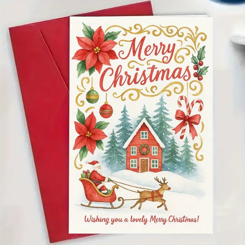 Biglietto Di Auguri Natalizi Classico Biglietto Di Auguri Per Le Feste Biglietto Di Auguri Di Natale - 