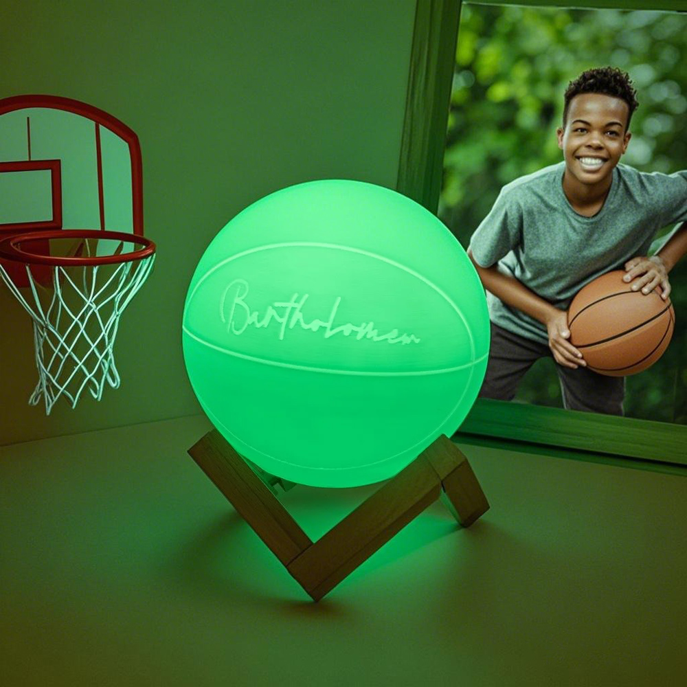 Lampada Da Notte Personalizzata Con Nome A Tema Basket, Lampada Da Tavolo 3d Per La Cameretta Dei Bambini, Decorazione Sportiva Per La Camera Da Letto Dei Ragazzi, Regalo Di San Valentino Per Lui/uomo - 