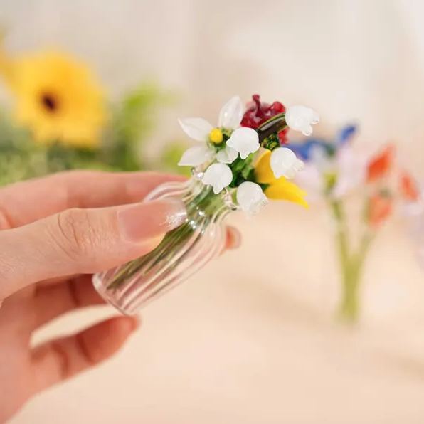 Bouquet Di Fiori Di Nascita Personalizzato In Vetro, Mini Regalo Floreale Per Mamma, Nonna, Regalo Per La Festa Della Mamma