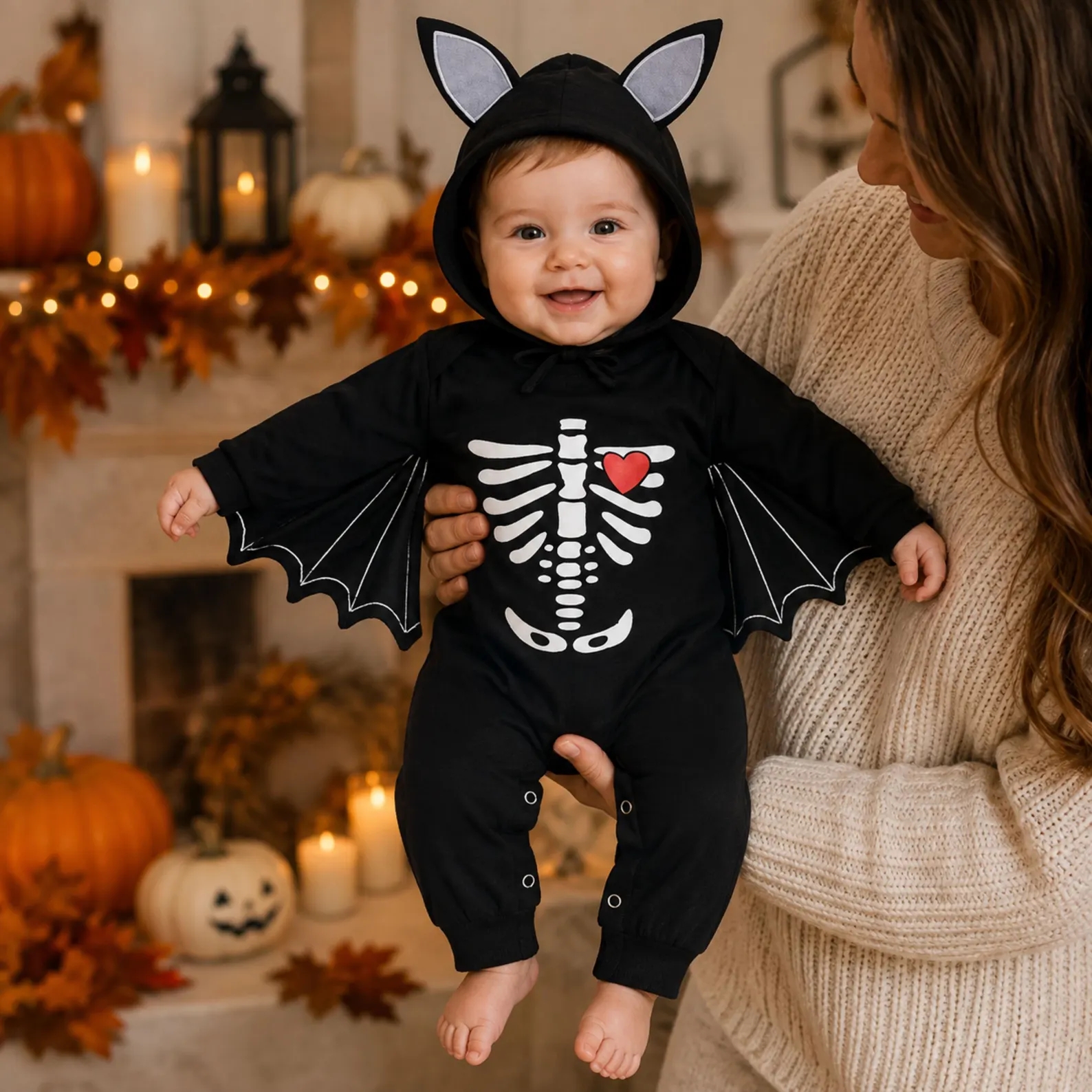 Costume Da Scheletro Di Zucca Per Pagliaccetto Di Halloween Per Bambini, Set Di Halloween Per Neonati, Regalo Per Bambina, Tuta Autunnale