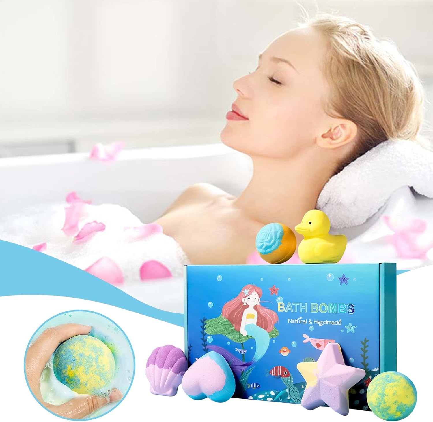 Bombe Da Bagno A Forma Di Sirena Per Set Regalo, Divertenti Bombe Da Bagno Per Doccia A Bolle Per Bambini, A Forma Di Anatra E Stella
