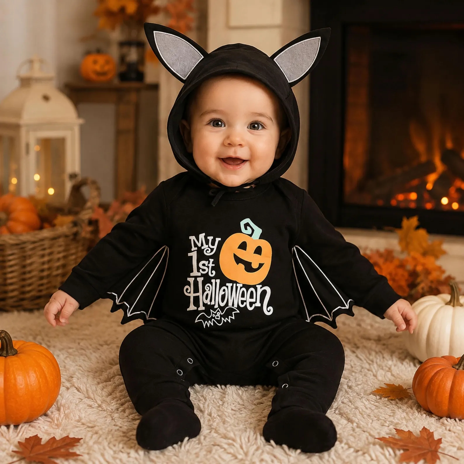 Costume Da Scheletro Di Zucca Per Pagliaccetto Di Halloween Per Bambini, Set Di Halloween Per Neonati, Regalo Per Bambina, Tuta Autunnale - 