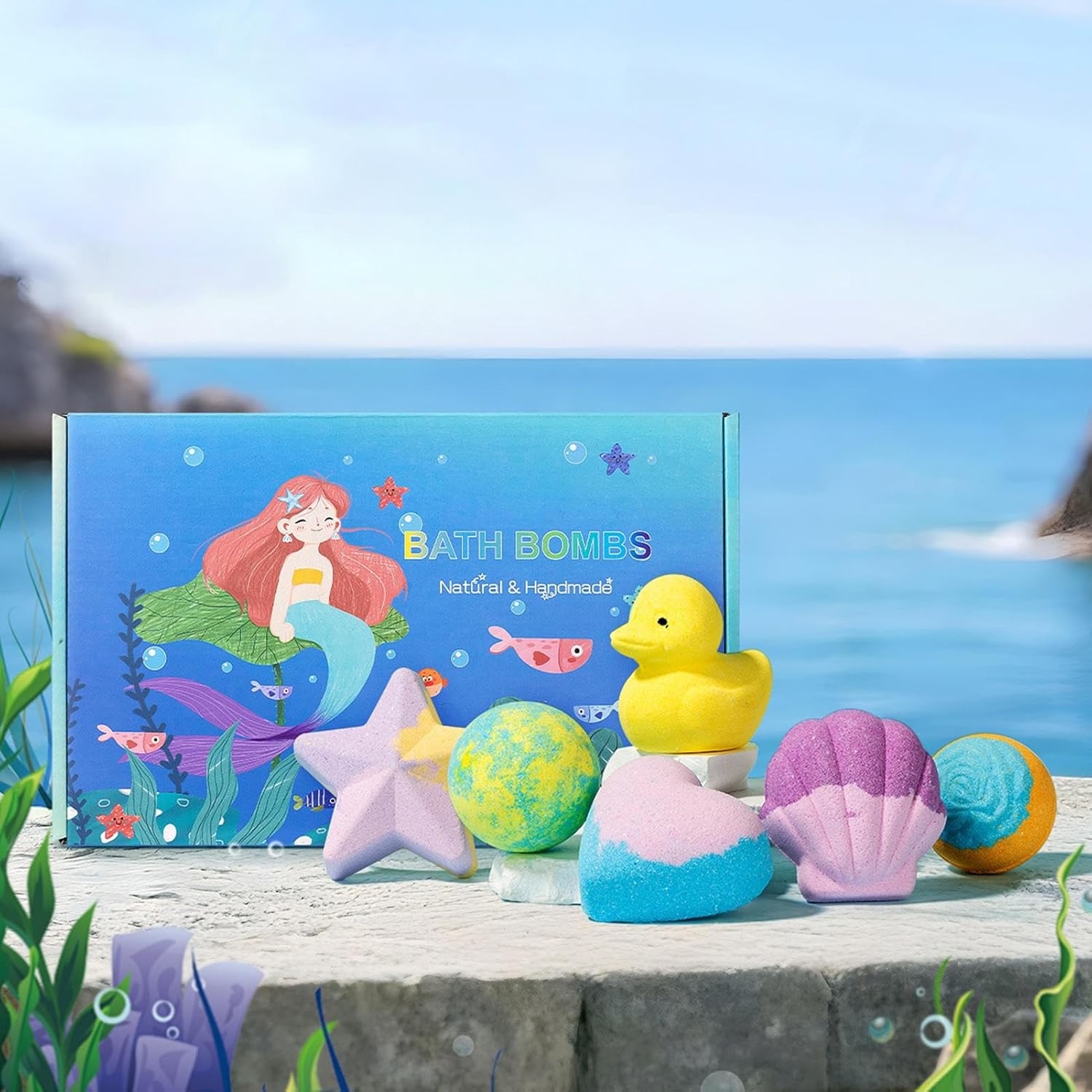 Bombe Da Bagno A Forma Di Sirena Per Set Regalo, Divertenti Bombe Da Bagno Per Doccia A Bolle Per Bambini, A Forma Di Anatra E Stella