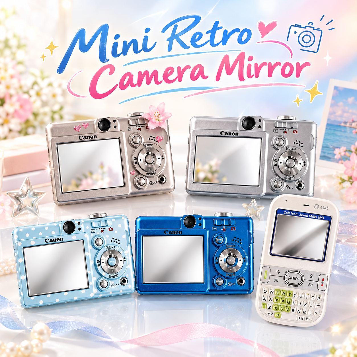 Mini Retro Camera Mirror – Portable Compact Makeup Mirror