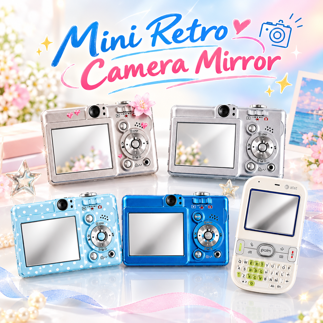 Mini Retro Camera Mirror – Portable Compact Makeup Mirror