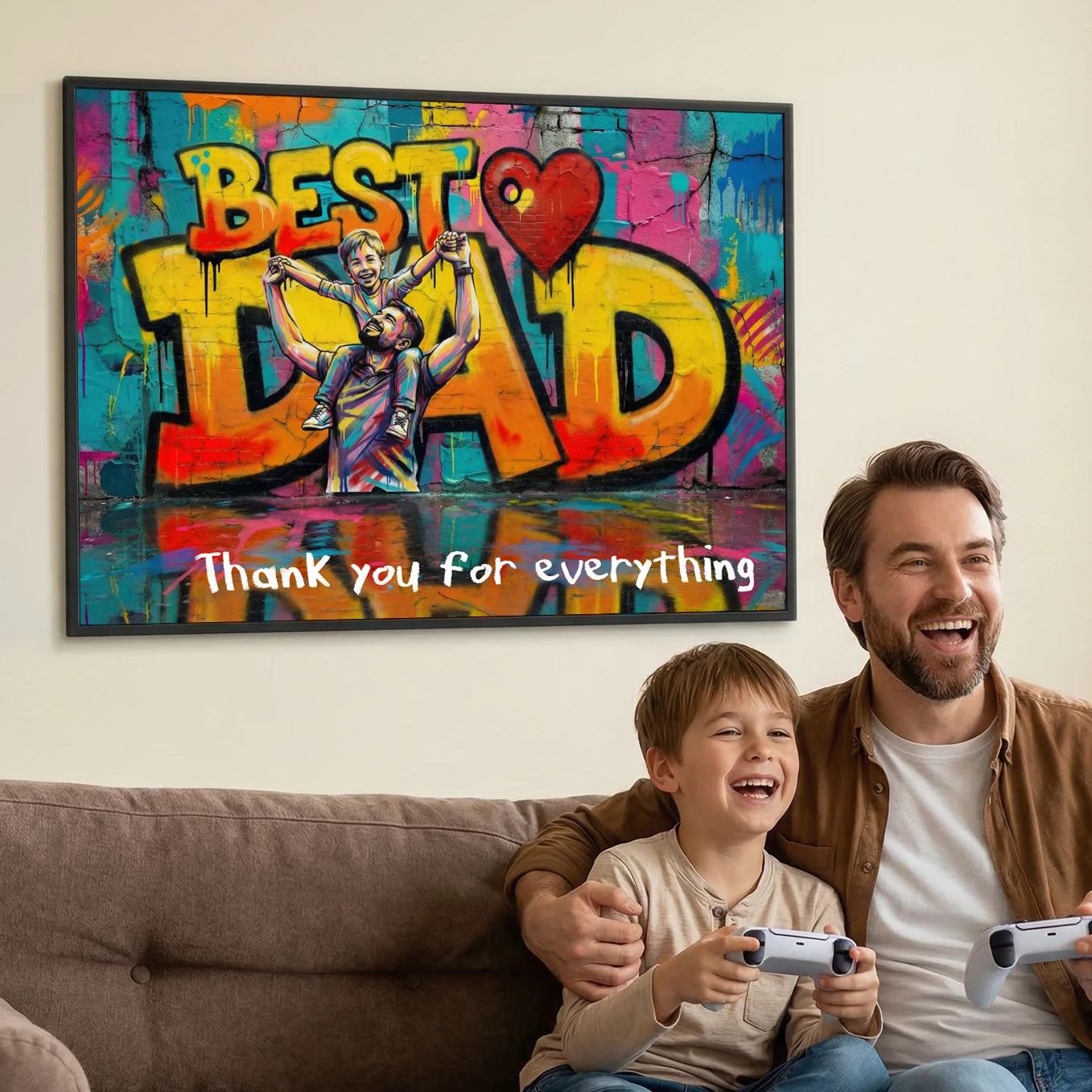 Personalized Photo Graffiti Poster Custom Photo Street Art Wall Decor Fathers Day Gift for Dad