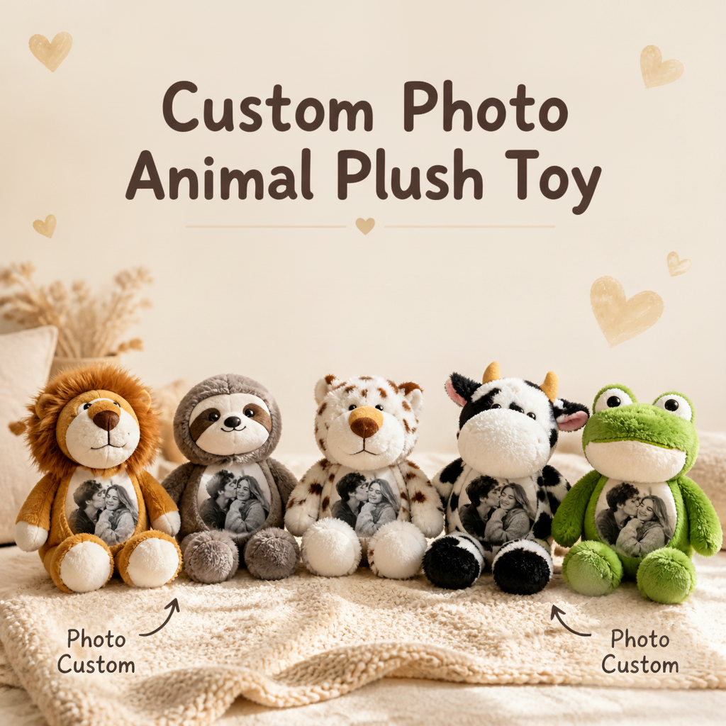 Custom Photo Animal Plush Toy – Personalized Stuffed Animal With Your Favorite Picture, Cute Soft Plush Gift