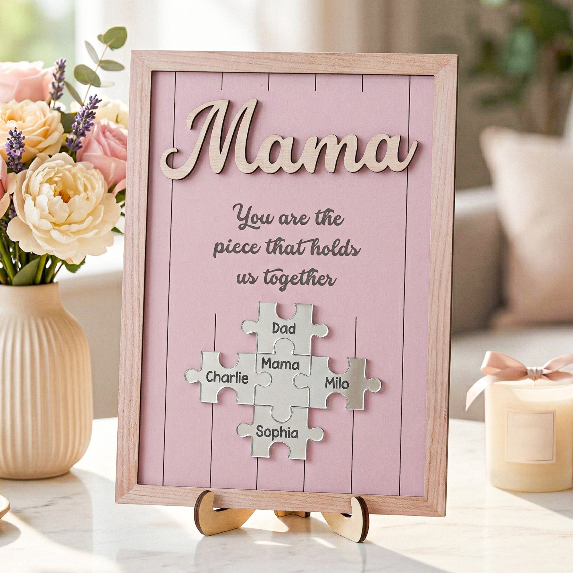 Custom Wooden PlaqueThe Piece That Holds Us Together Mother's Day Gift