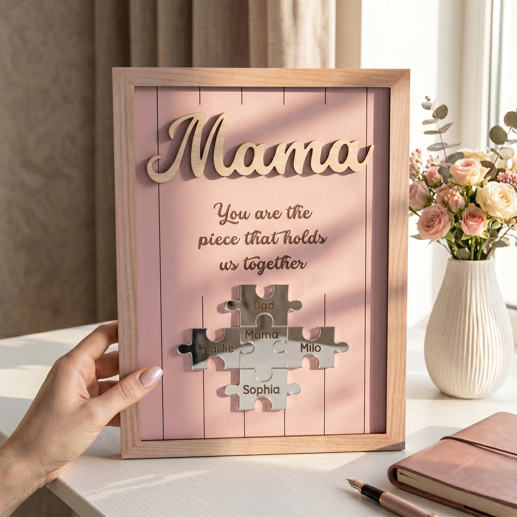 Custom Wooden PlaqueThe Piece That Holds Us Together Mother's Day Gift