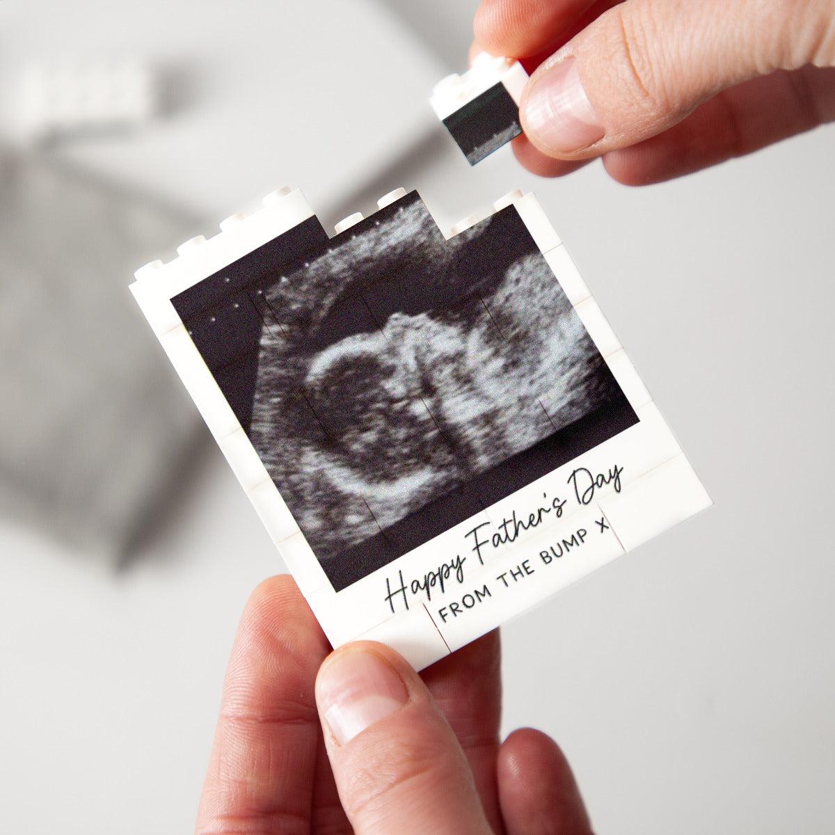Personalised First Father's Day Baby Scan Building Block Photo Print