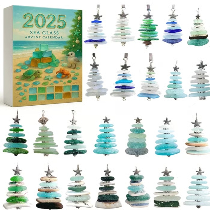 Sea Glass Christmas Tree Advent Calendar – 24 Day Ocean-Themed Countdo
