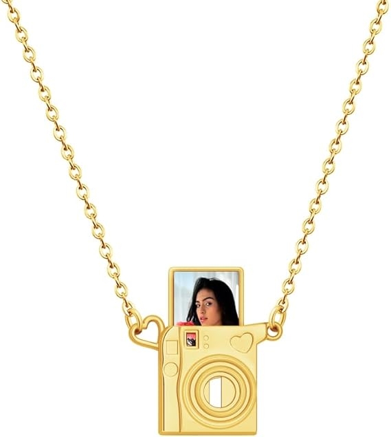 Custom Photo Memorial Necklace Camera Locket Necklace with Picture Inside Personalized Gift for Her