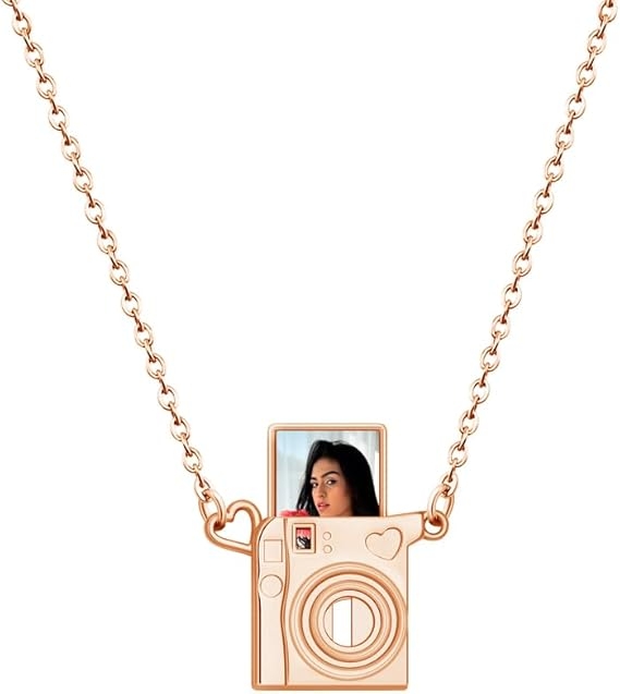 Custom Photo Memorial Necklace Camera Locket Necklace with Picture Inside Personalized Gift for Her
