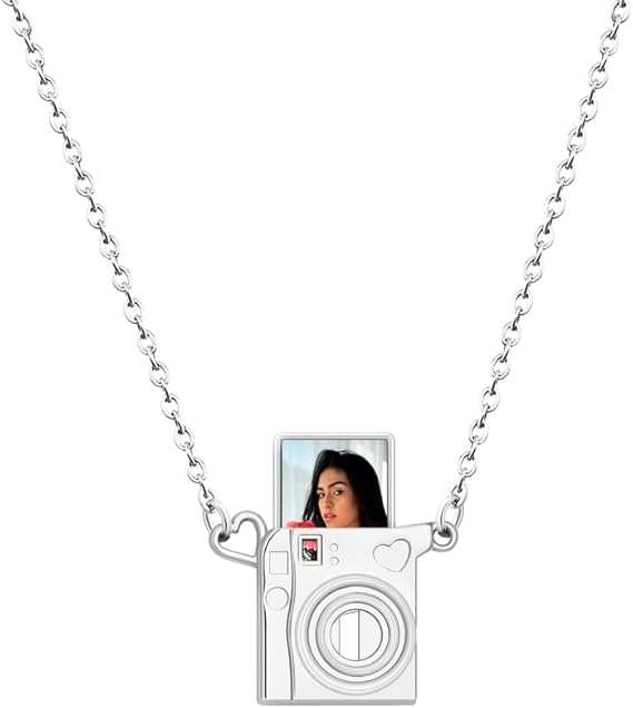 Custom Photo Memorial Necklace Camera Locket Necklace with Picture Inside Personalized Gift for Her