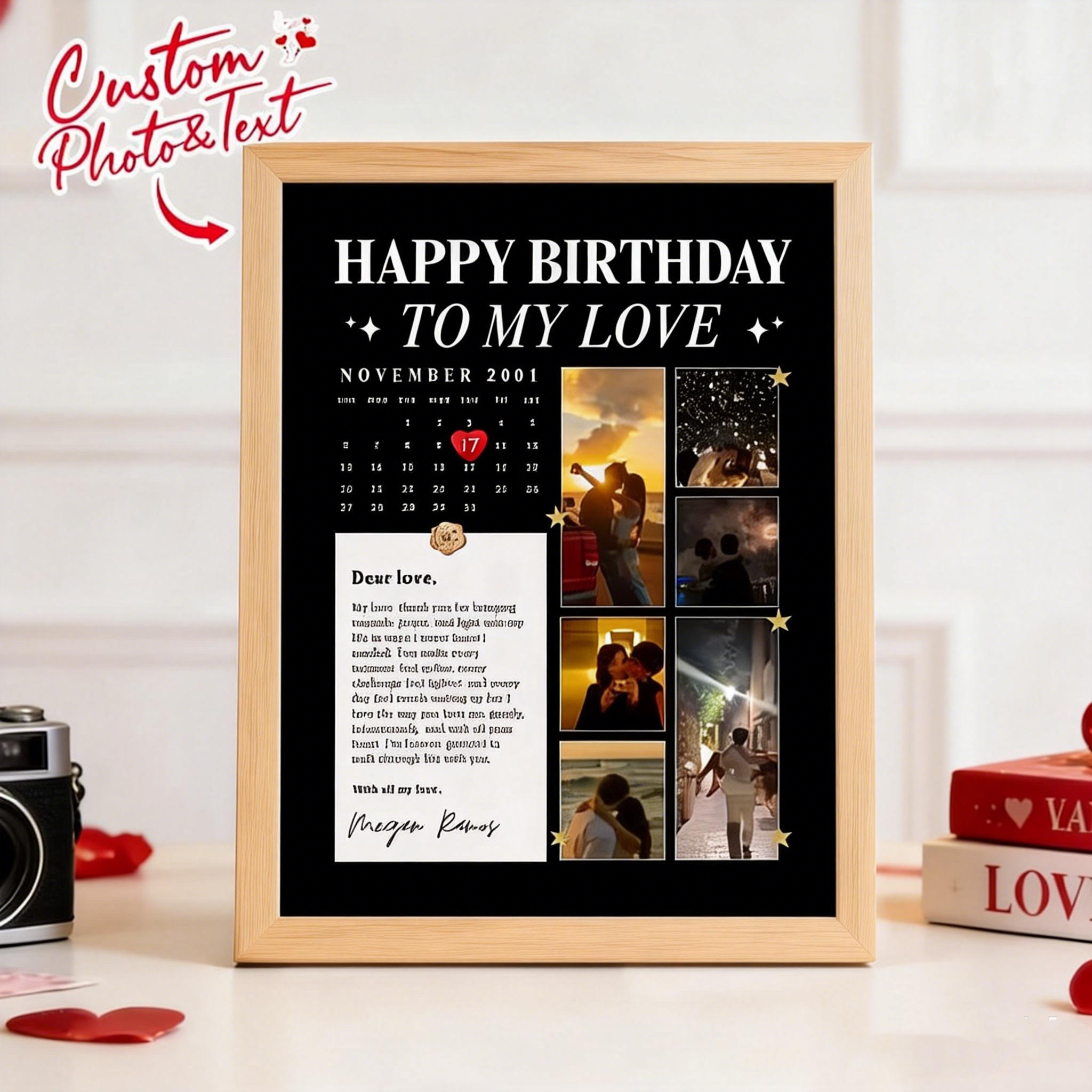 Custom Birthday Photo Frame for Couple Home Decor Gifts for Her