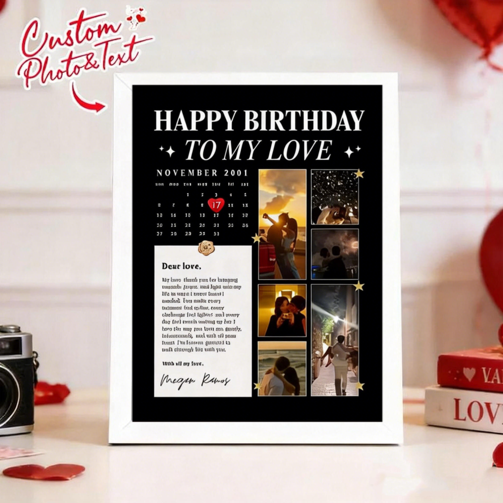 Custom Birthday Photo Frame for Couple Home Decor Gifts for Her