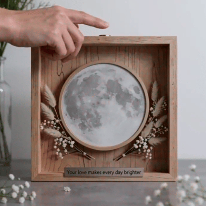 Custom Moon Phase Photo Frame with Silhouette – Personalized Night Light Shadow Box Gift for Mother’s Day or Family Keepsake