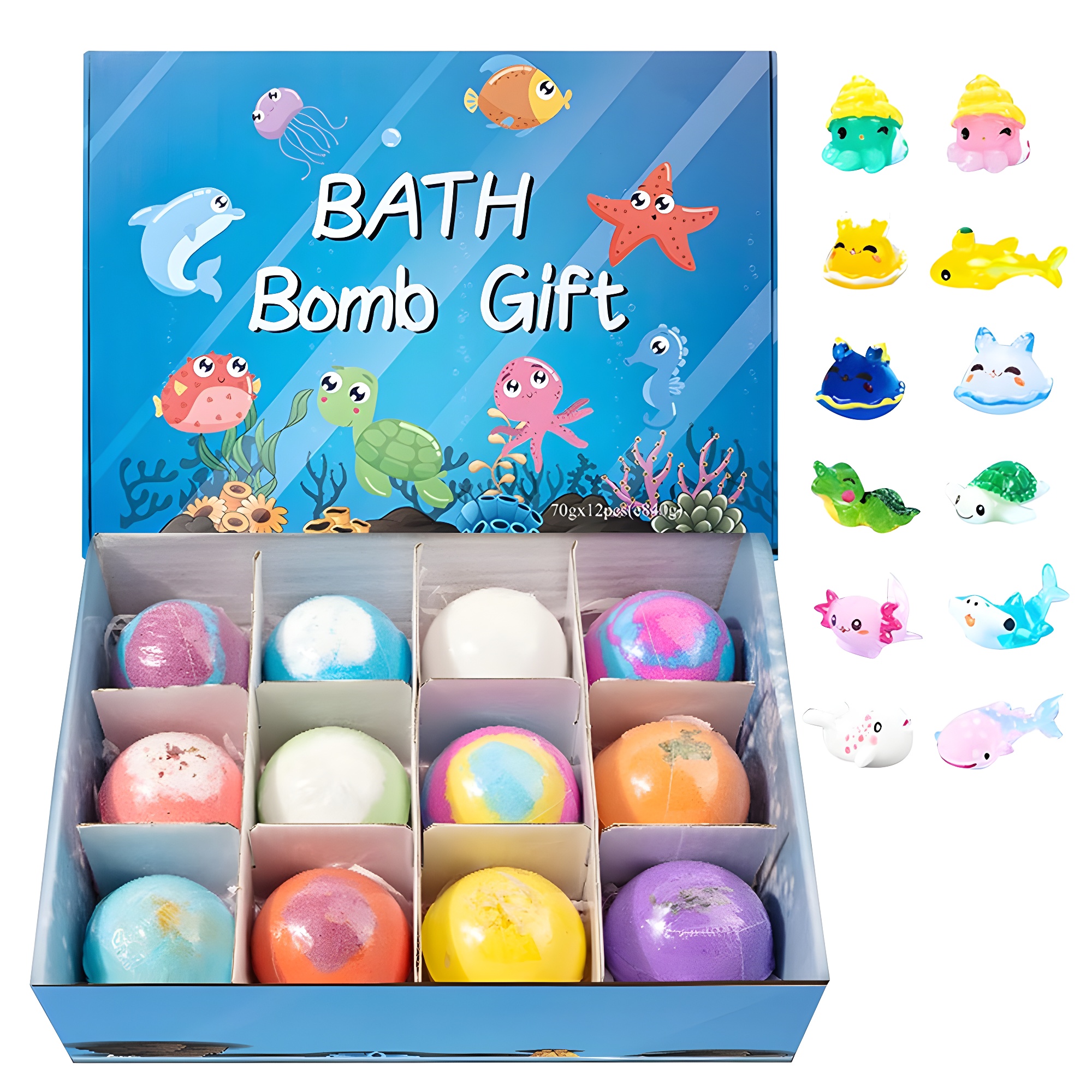 (Pre-Sale, Ships on 28th Mar) Sea Surprise Bath Bombs for Kids Fizzy Bubble Bath Bombs Surprise Ocean Animal Toys Inside Gift for Kid
