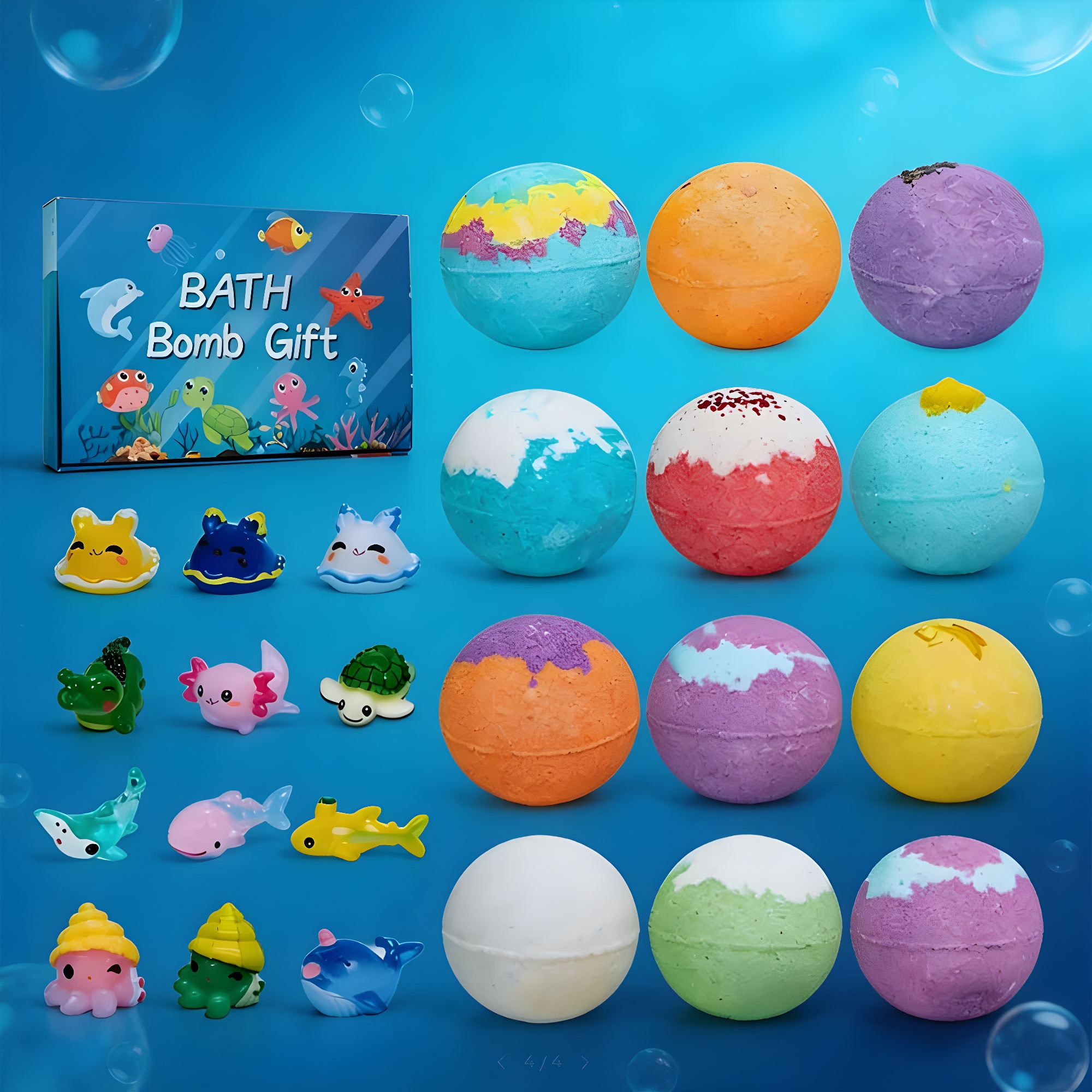 (Pre-Sale, Ships on 28th Mar) Sea Surprise Bath Bombs for Kids Fizzy Bubble Bath Bombs Surprise Ocean Animal Toys Inside Gift for Kid