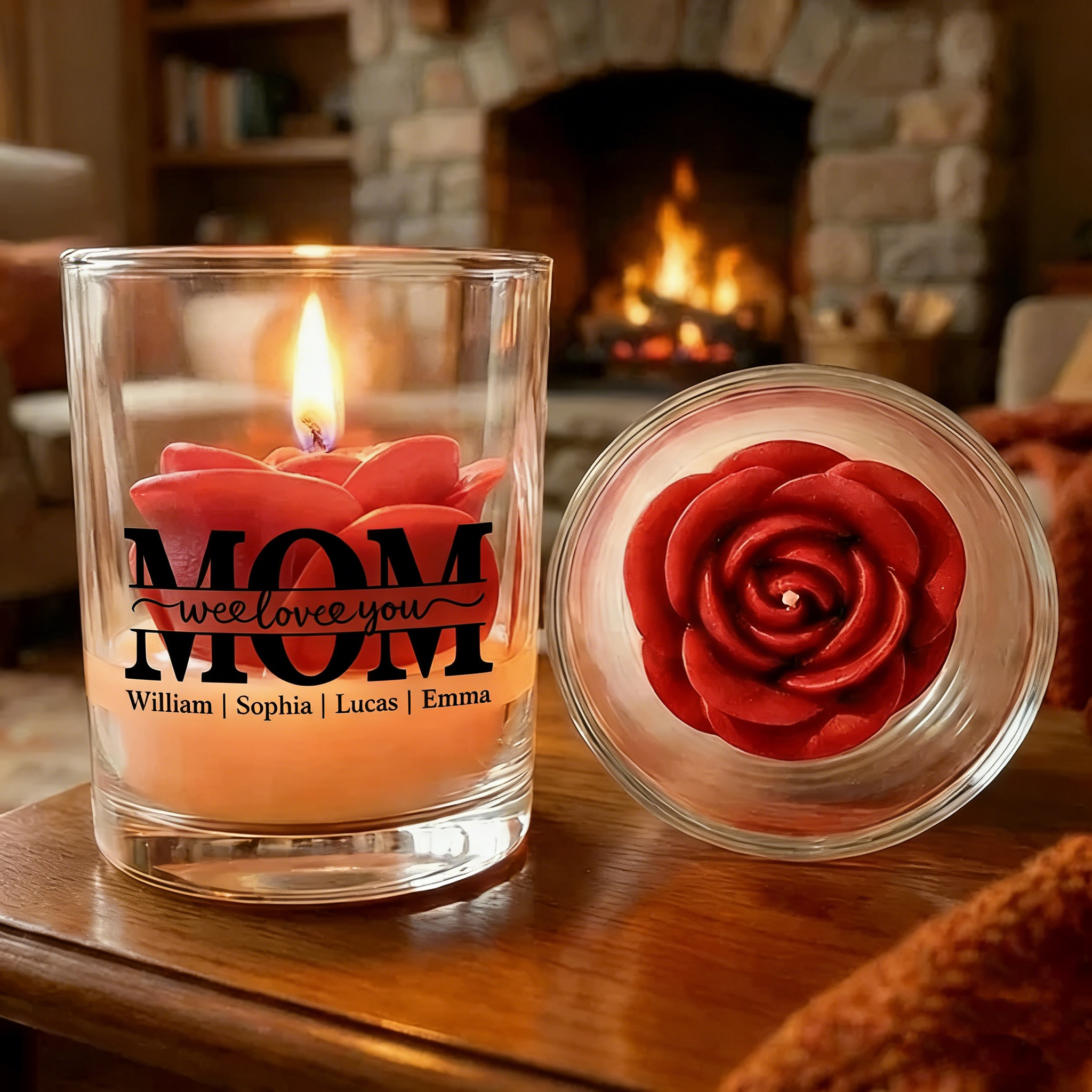 Personalized Floral Soy Wax Candle – Custom "We Love You" Gift for Mom Mother’s Day Special