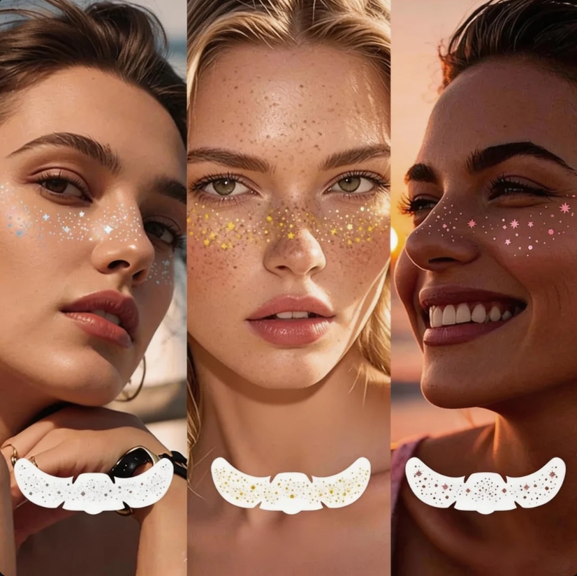 8 Pcs Sexy Fake Freckles Face Tattoo Makeup StickersNatural-Looking Freckle Makeup Patches