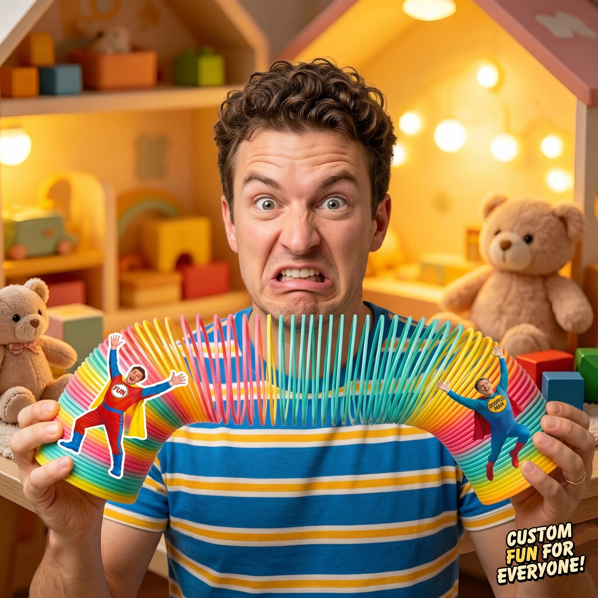 Custom Face Rainbow Spring Toy Personalized Stretch & Squeeze Stress Relief  Coil