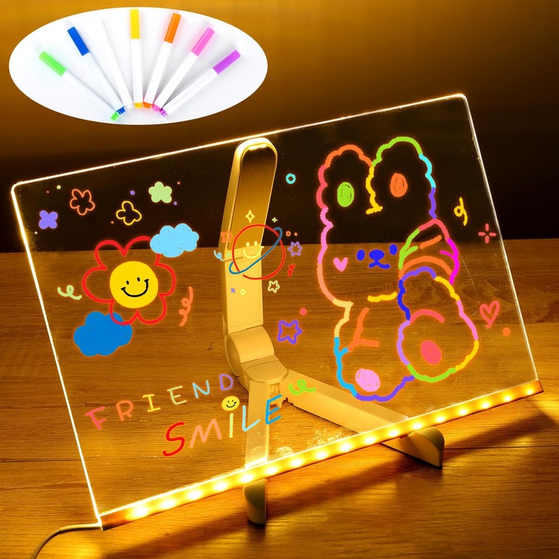 LED Note Board With Night Light Colorful DIY Acrylic Message Board Childrens Drawing Board