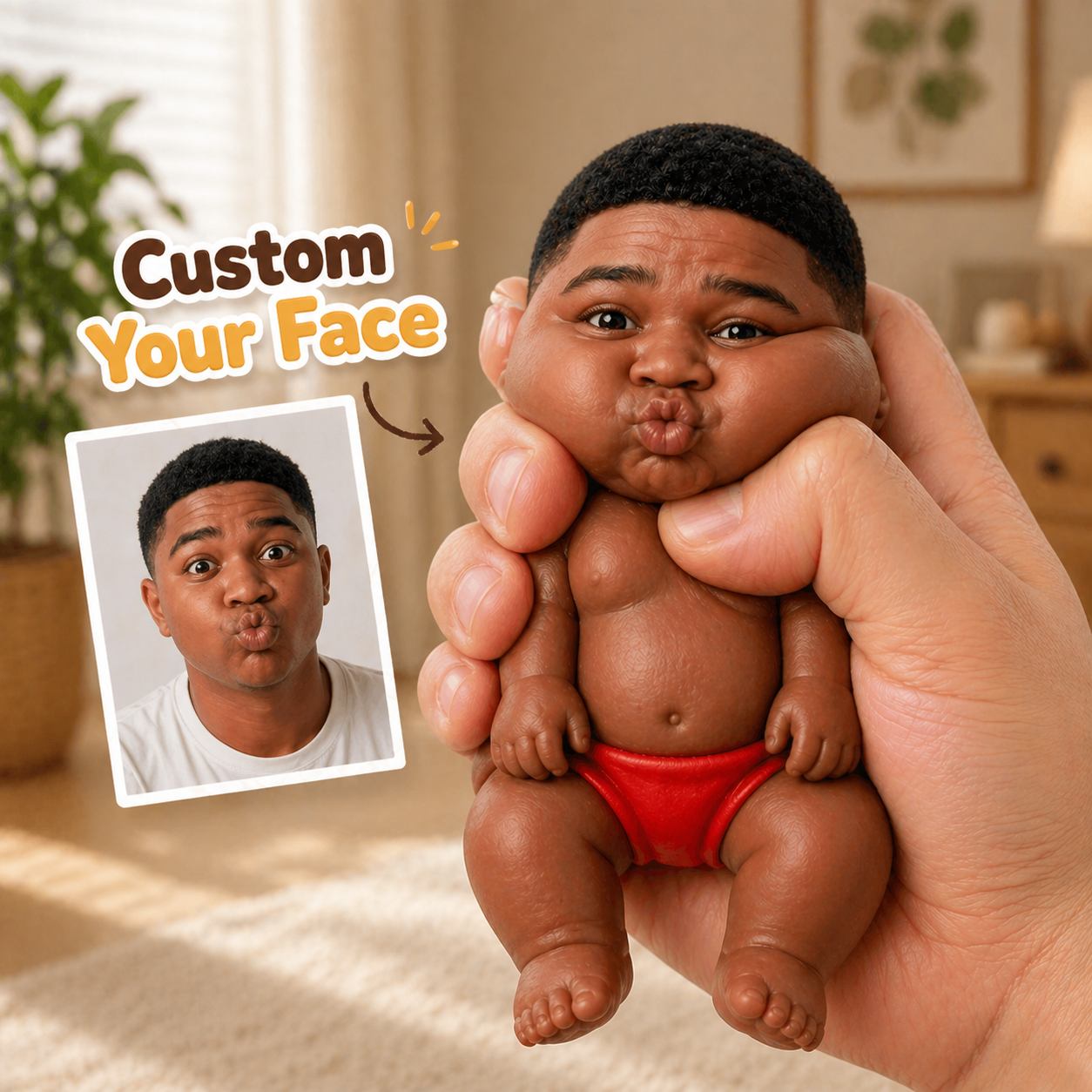 Custom Squishy Stress Relief Doll – Personalized Face Squeeze Toy, Soft TPR Sand Filled Fidget Toy, Funny Anxiety Relief Gift