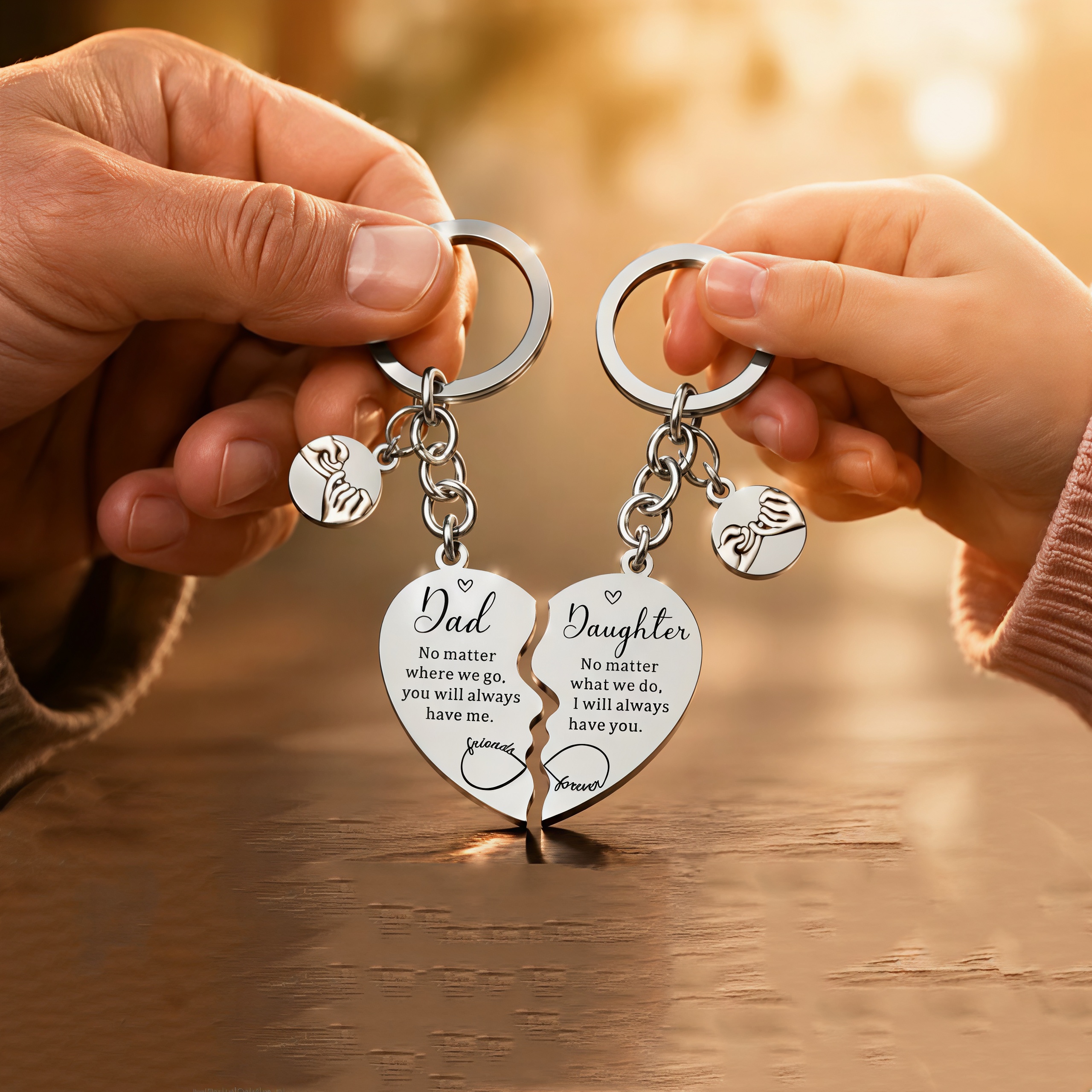 Personalized Letter Pattern Heart Splicing Design Stainless Steel Keychain Cute Keychain for Dad & Daughter Personalized Heart Tag