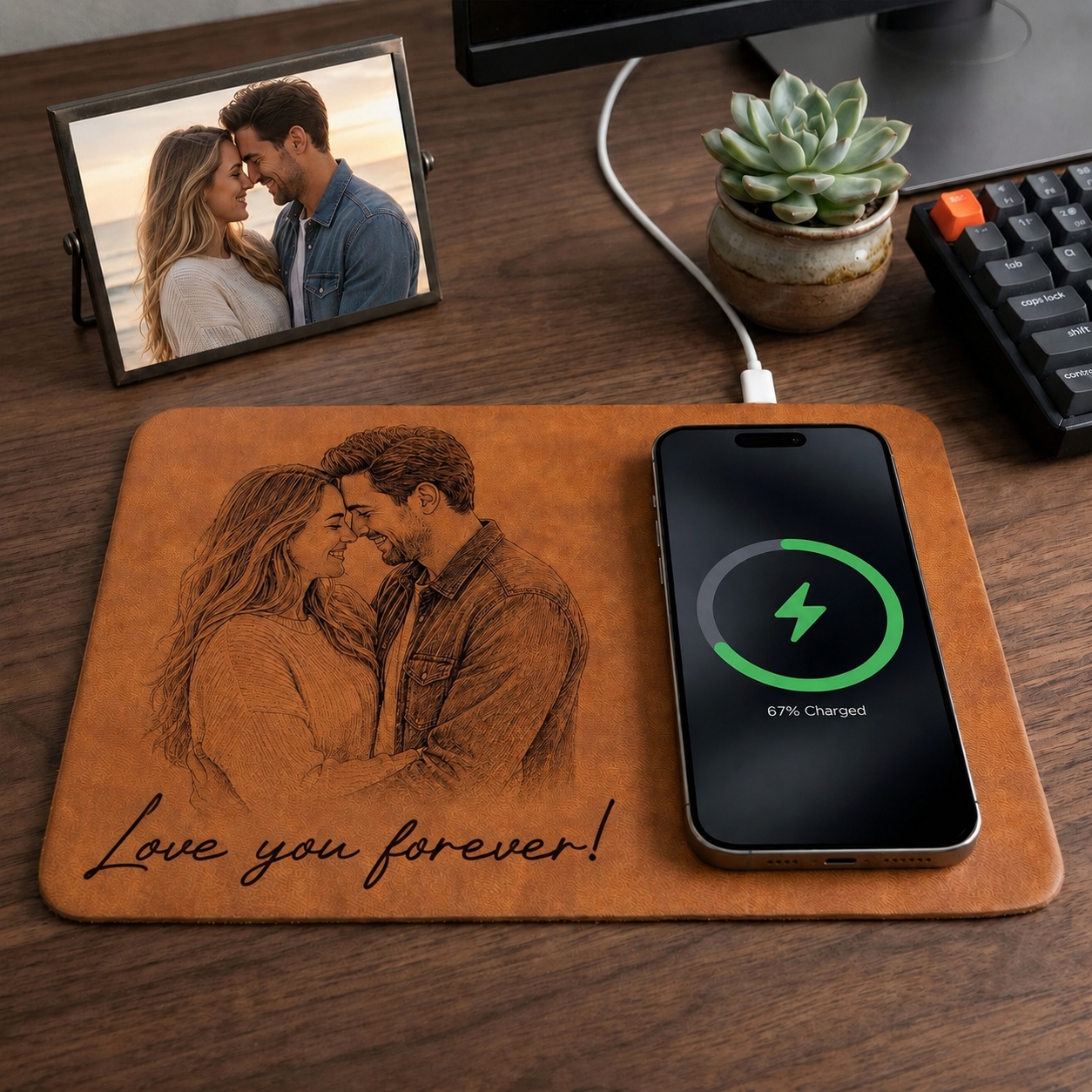 Personalized Charging Pad Sketch Line Art Custom Photo Special Gift For Her 商品缩略图